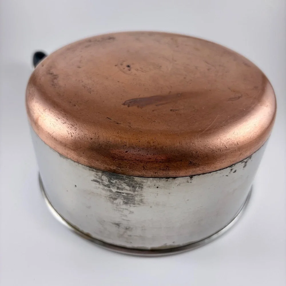 Vintage Revere Ware 1801 Copper Bottom Saucepan 7 Inch Pot Rome NY, No lid